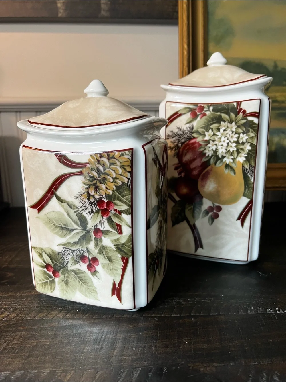 222 Fifth Yuletide Celebration Canister Set. 2 pc